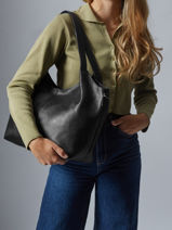 Schoudertas Caviar Leder Milano Zwart caviar CA25061-vue-porte